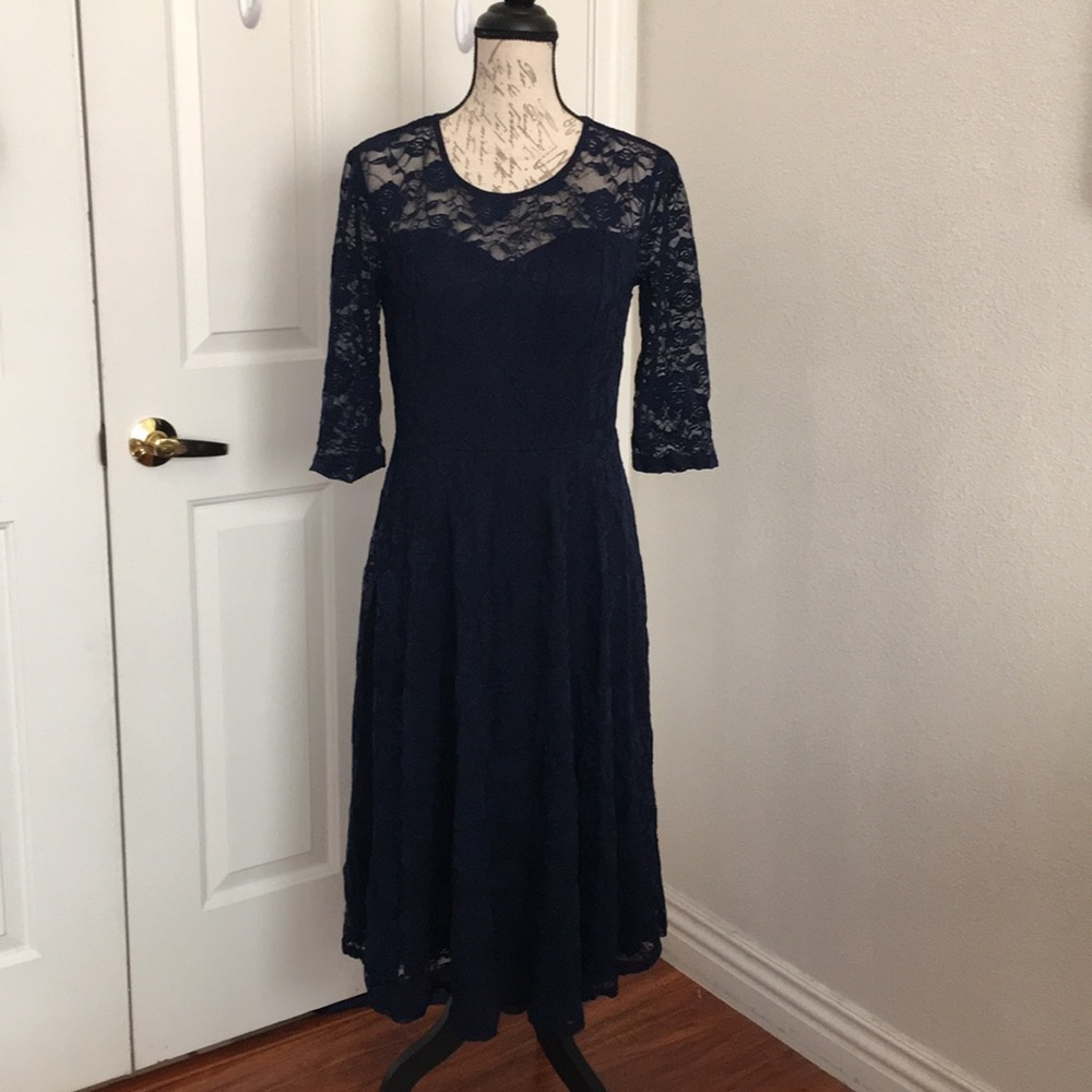 Plus Size Lace cocktail dress Navy